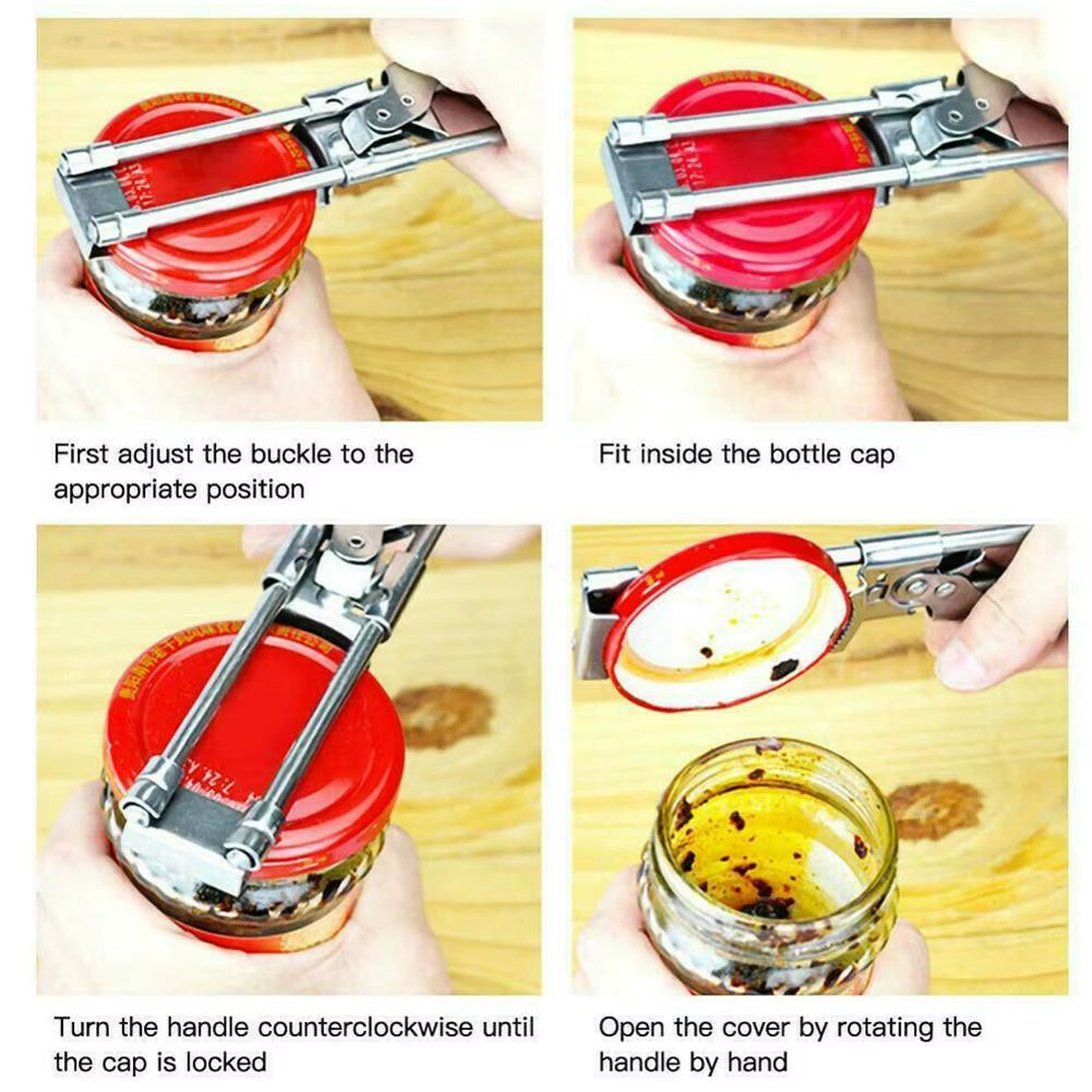 1Pc Adjustable Can Opener Multi-Function Bottle Cap Opener Steel Lids off Jar Opener Labor-Saving Screw Can Opener
