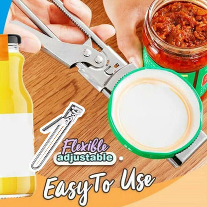 1Pc Adjustable Can Opener Multi-Function Bottle Cap Opener Steel Lids off Jar Opener Labor-Saving Screw Can Opener